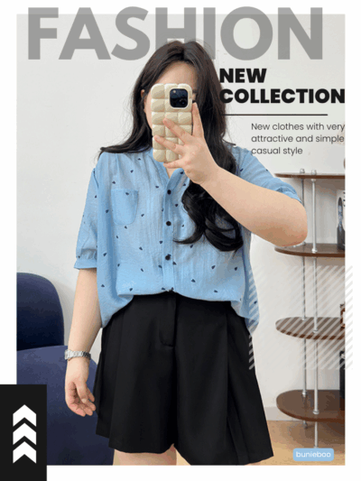 [พรีออเดอร์ 10-15 วัน] เสื้อลินินหัวใจ คอตั้ง แขนสั้น ทรงหลวม ใส่สบาย 7790
