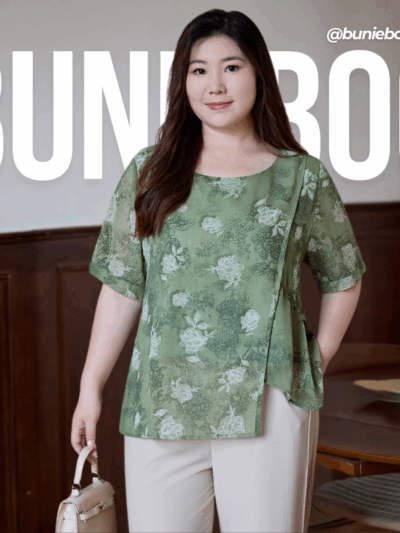 🐰BunieBoo🐰 เสื้อชีฟองลายดอกไม้ ไซส์ใหญ่ 9783 ใส่สบาย พรางหุ่น (รอ 10-15 วัน) [พรีออเดอร์]