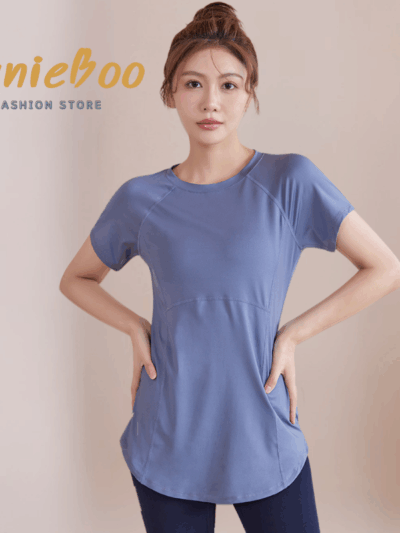 เสื้อออกกำลังกายใส่สบายไซส์ใหญ่ [🍑อก34-49" ] สีเทาอมฟ้า/สีโอวัลติน/สีดำ (S1-141)