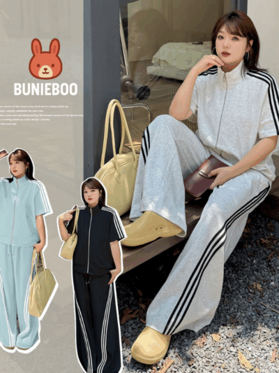 🐰BunieBoo🐰 ชุดเซ็ตวอร์มสาวอวบ ขาบาน ไซส์ใหญ่ [พรีออเดอร์] W1354